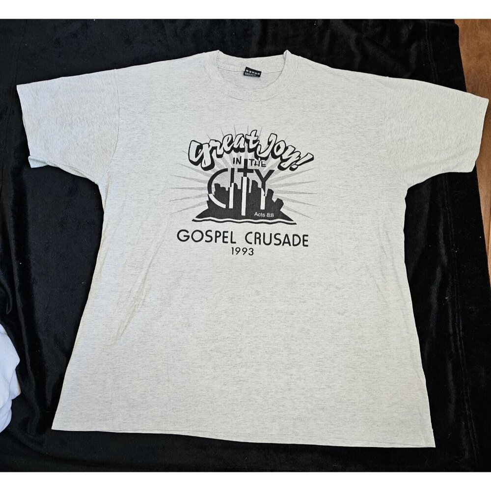 Vintage 90s Religious Jesus Tee Tshirt Large Christian City Gospel Crusade - Picture 10 of 10